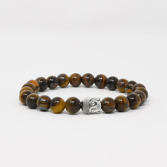 Genuine Tiger's Eye w/ Buddha Beaded Healing Chakra Protection Bracelet Gift NEW - Picture 1 of 5